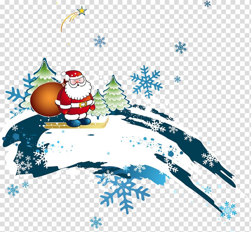 Santa Claus Christmas tree , Ski Santa send gifts transparent background PNG clipart