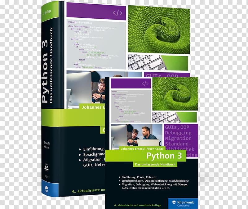 Python 3 : das umfassende Handbuch Python 3: Das umfassende Handbuch: Sprachgrundlagen, Objektorientierung, Modularisierung (Ausgabe 2017) E-book, enterprises album cover transparent background PNG clipart