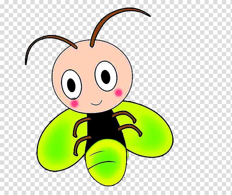 Cartoon Animation Firefly, Green firefly transparent background PNG clipart