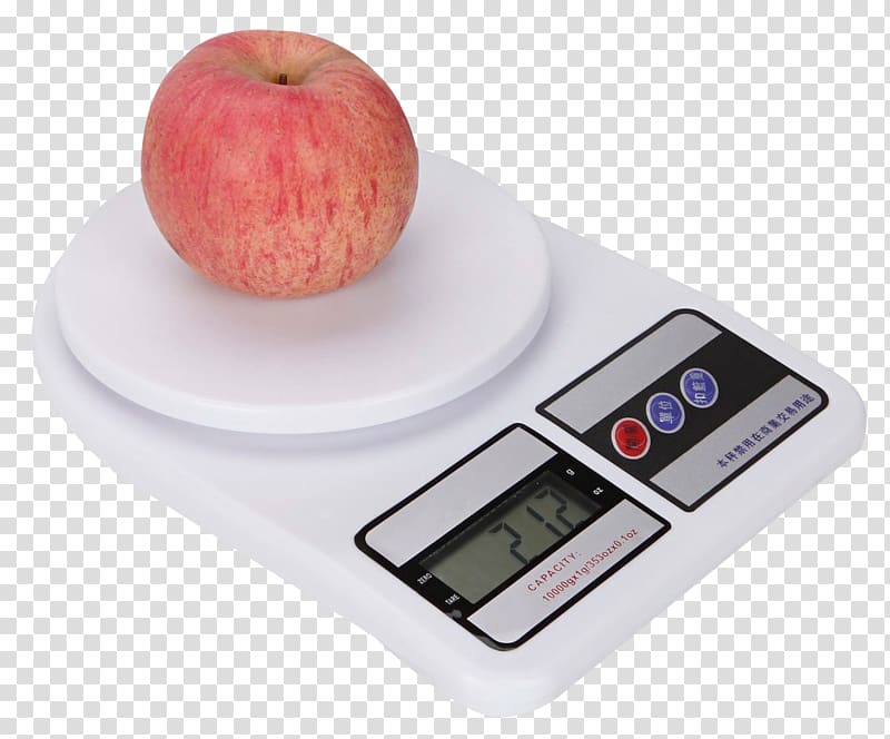 Weighing scale Measurement Kitchen Weight Kilogram, Weighing Scale with Apple transparent background PNG clipart