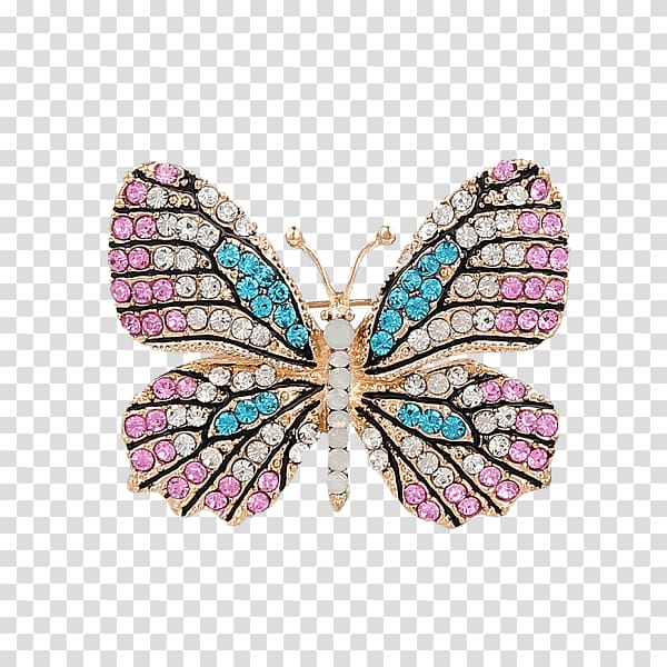 Brooch Butterfly Earring Jewellery Imitation Gemstones & Rhinestones, butterfly transparent background PNG clipart