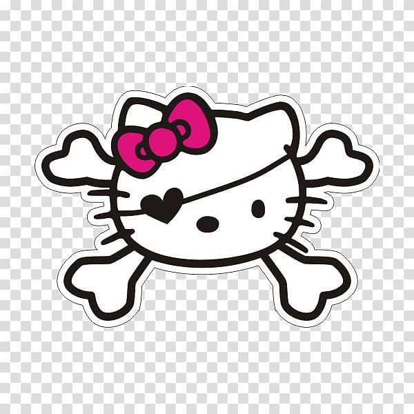 Hello Kitty Skull & Bones Sticker Decal, hello transparent background PNG clipart