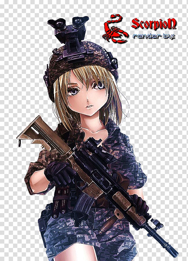 Anime Soldier Military Drawing Female, Anime transparent background PNG clipart