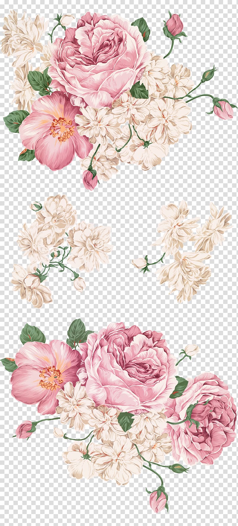 Peony Drawing Painting, Hand-painted peony, pink and white flowers transparent background PNG clipart