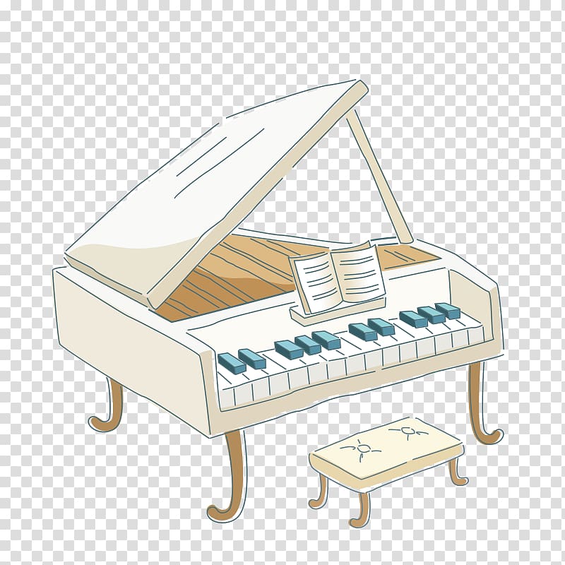 Piano Cartoon Illustration, Hand painted gray piano transparent background PNG clipart