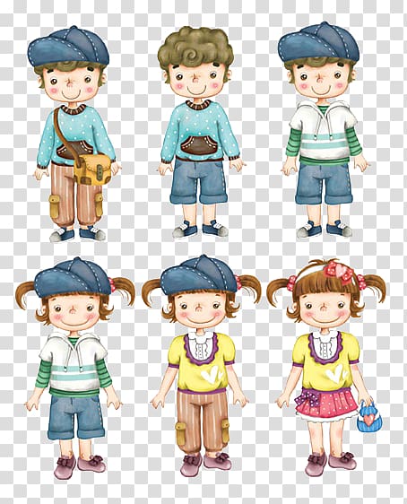 Child Mother Cartoon Illustration, And all kinds of children transparent background PNG clipart