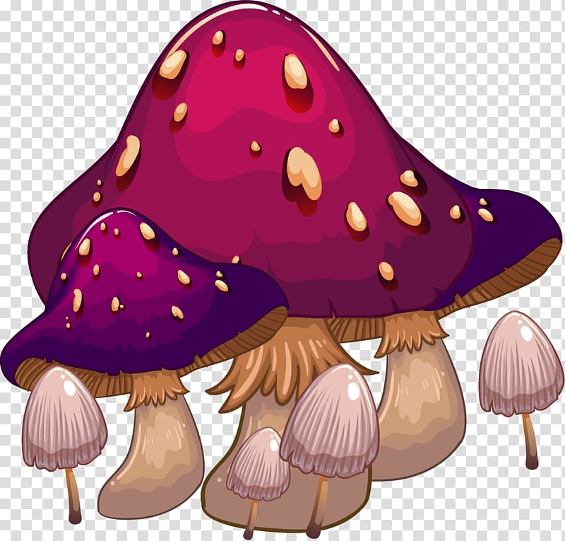 Mushroom Cartoon Illustration, Purple cartoon mushrooms transparent background PNG clipart