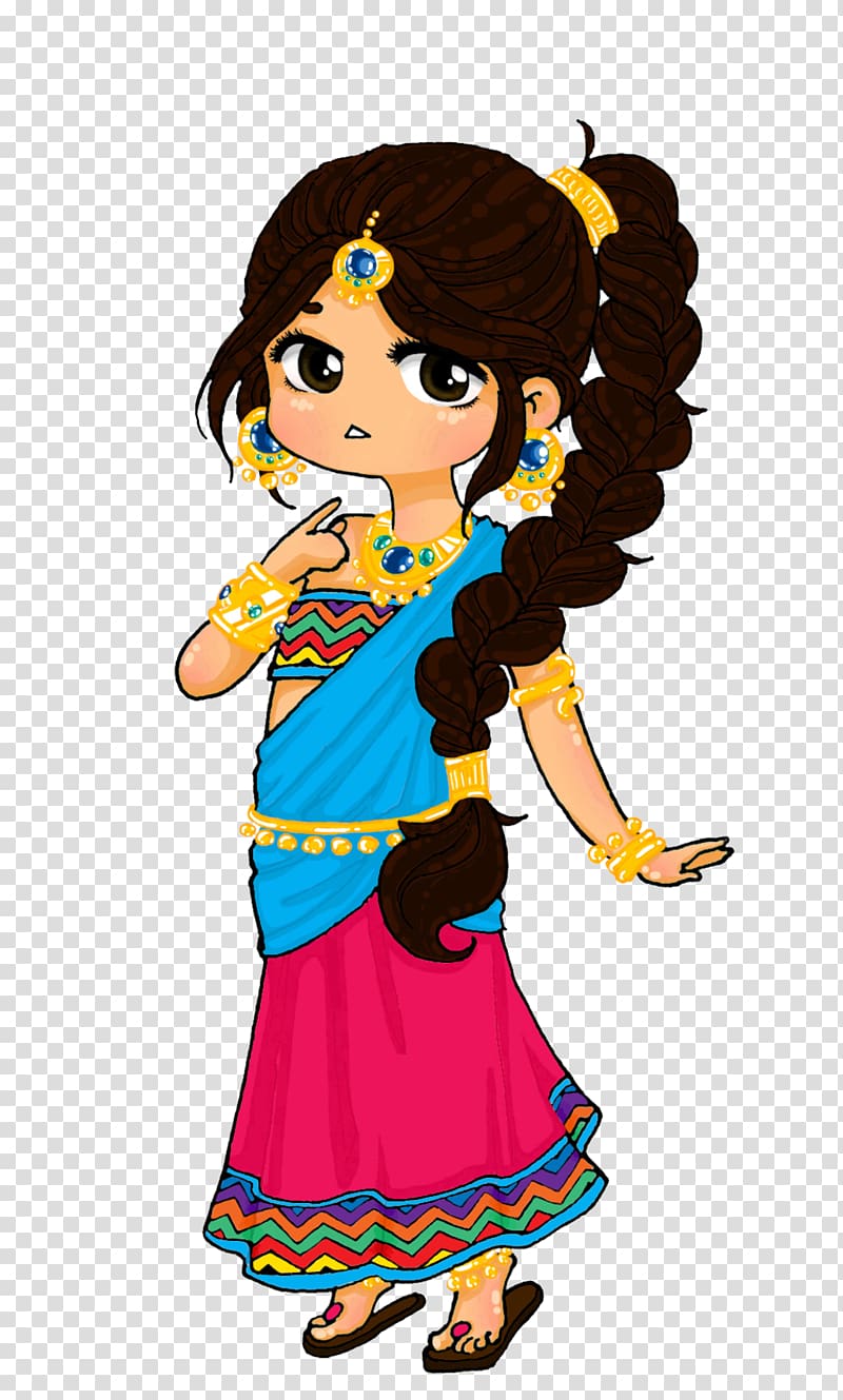 Indian princess Drawing Chibi , India transparent background PNG clipart