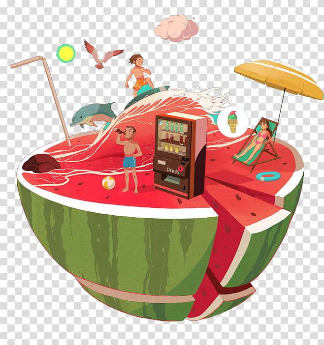 sliced watermelon illustration, T-shirt Watermelon Designer Poster Graphic design, Summer watermelon activity transparent background PNG clipart