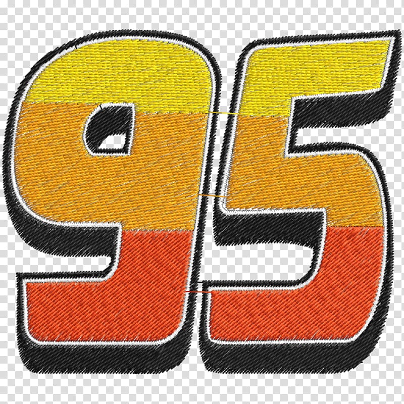 Lightning McQueen Number Symbol Embroidery Cars, mcqueen 95 transparent background PNG clipart