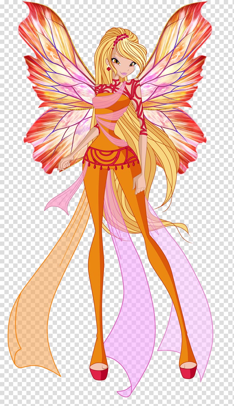 Stella Bloom Fairy Aisha Flora, angel wings transparent background PNG clipart