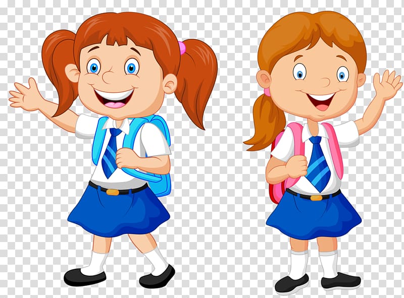 smiling girl with backpack illustration, Cartoon School , school kids transparent background PNG clipart