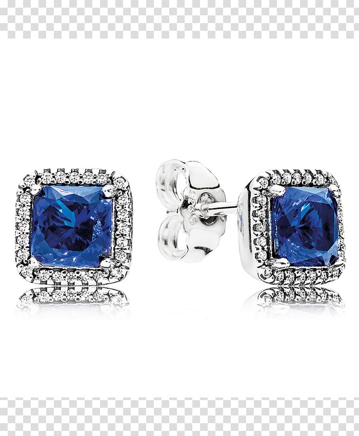 Earring Pandora Jewellery Blue Cubic zirconia, bargain sale transparent background PNG clipart