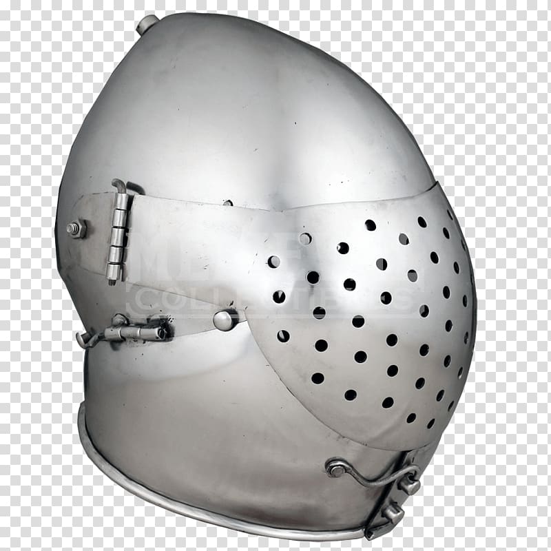 Middle Ages Bascinet Close helmet Knight, Helmet transparent background PNG clipart