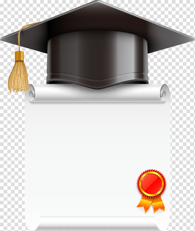 black academic hat on paper pop art, Square academic cap Graduation ceremony Diploma, cartoon Dr. cap and certificate transparent background PNG clipart