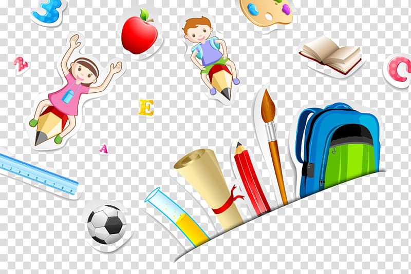 School Education Illustration, Hand-painted school children transparent background PNG clipart