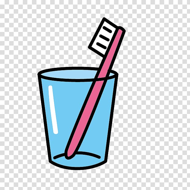 pink toothbrush in drinking glass illustration, Toothbrush Tooth brushing Toothpaste , Cartoon toothbrush cups transparent background PNG clipart