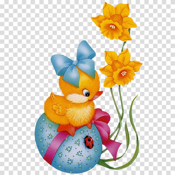 Easter Bunny , yellow chicks transparent background PNG clipart