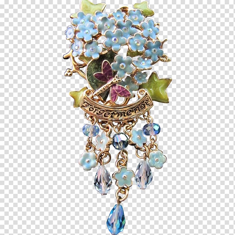 Turquoise Earring Body Jewellery Brooch, forget me not transparent background PNG clipart