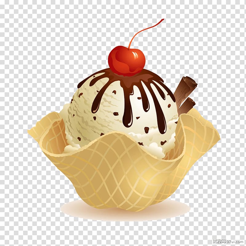 Chocolate ice cream Ice Cream Cones Fudge, small fresh ice cream transparent background PNG clipart