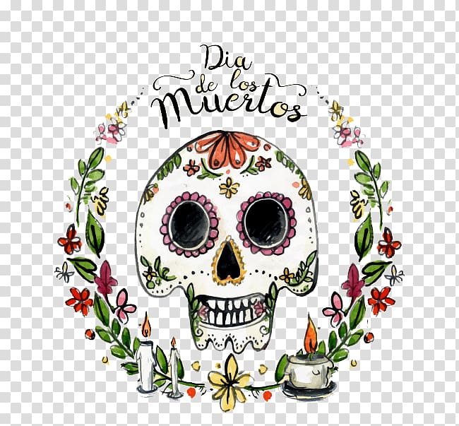watercolor background mexican skull transparent background PNG clipart