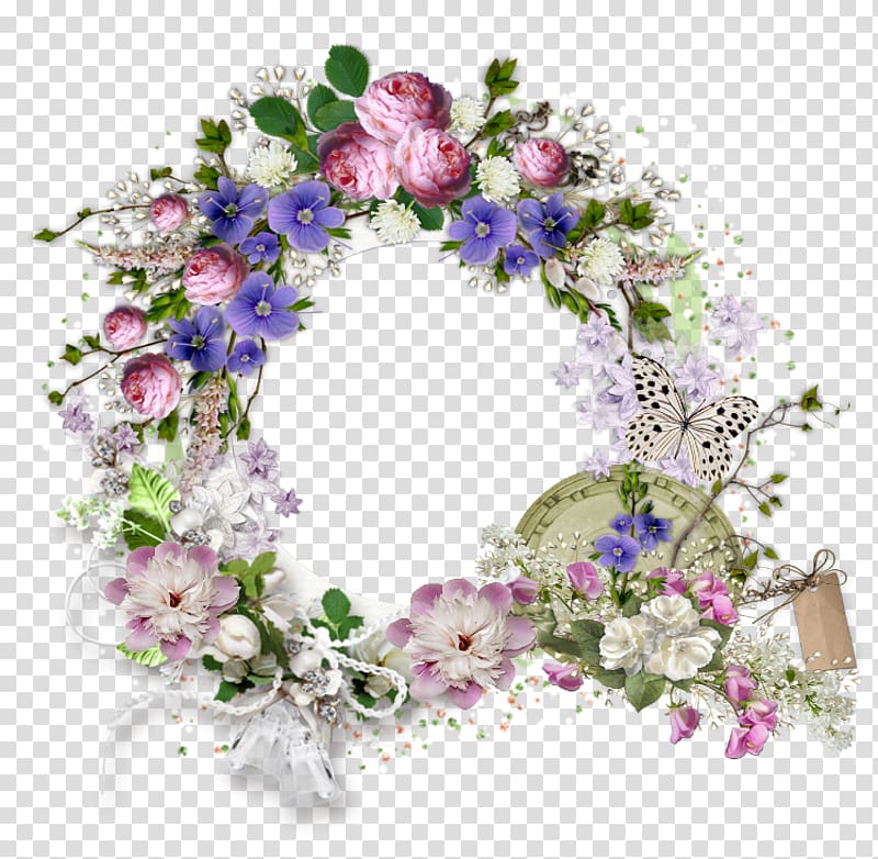 LiveInternet Frames, flowers in clusters transparent background PNG clipart