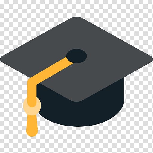 black and orange mortar hat illustration, Emoji Graduation ceremony College Square academic cap Diploma, toga transparent background PNG clipart