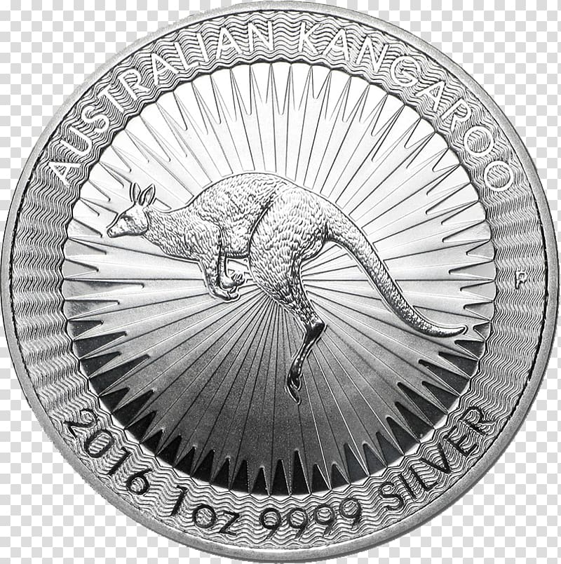 Perth Mint Australian Silver Kangaroo Bullion coin Silver coin, silver coin transparent background PNG clipart