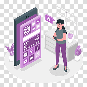illustration, Home screen, phone, device, technology, home, app, people transparent background PNG clipart thumbnail