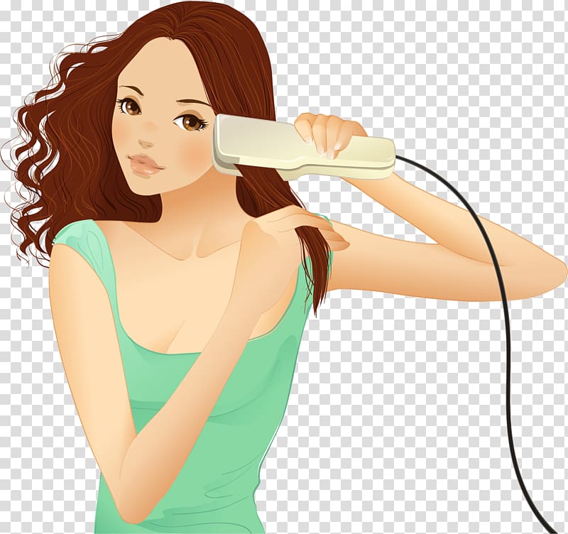 Brown hair Hair straightening Hairdresser Capelli Illustration, hand painted clip hair transparent background PNG clipart