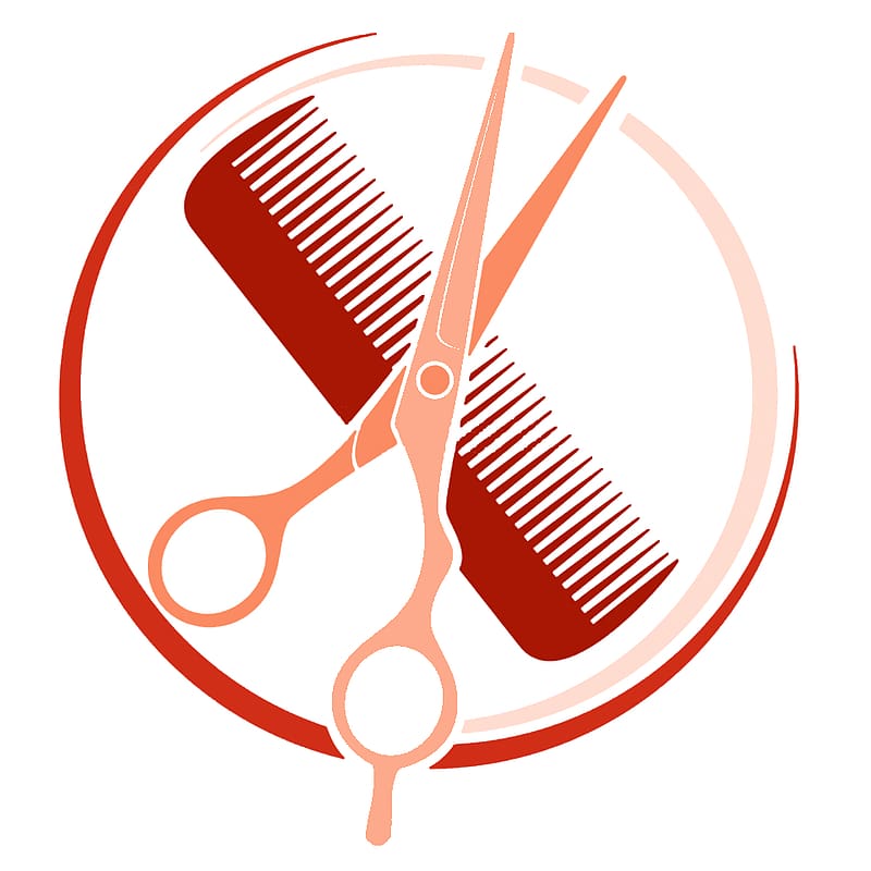 red comb and scissors , Beauty Parlour Western saloon Day spa Mens Klub, Beauty Parlour transparent background PNG clipart