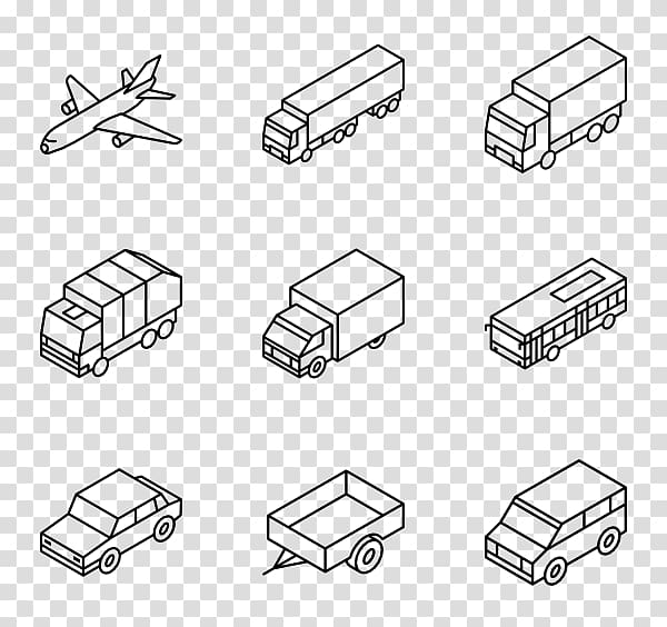 nine assorted vehicles illustration, Car Computer Icons Isometric projection Truck, simple lines transparent background PNG clipart