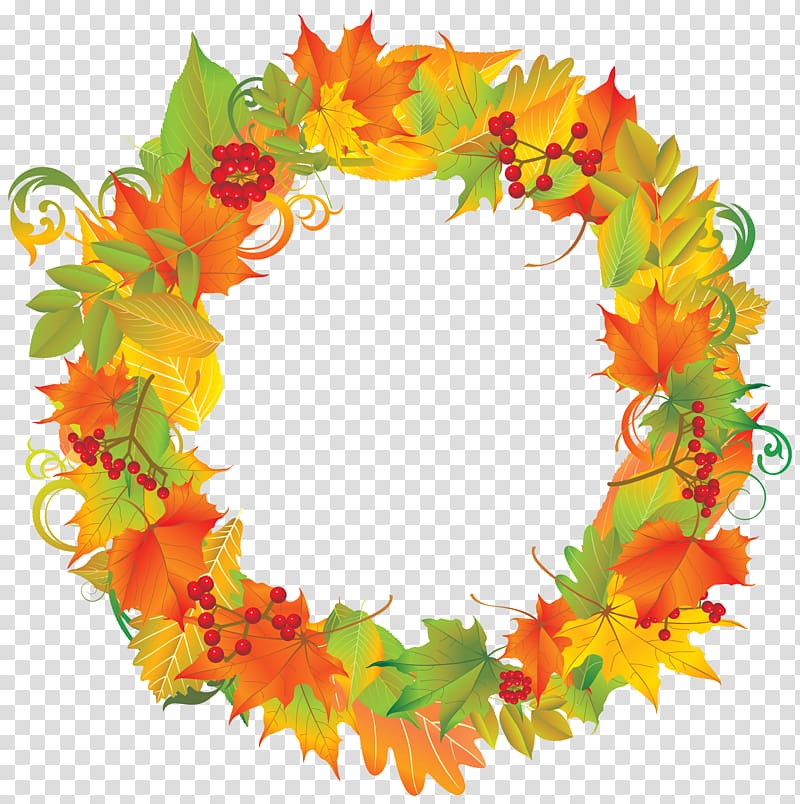 Wreath Autumn Floral design , Fall Wreaths transparent background PNG clipart