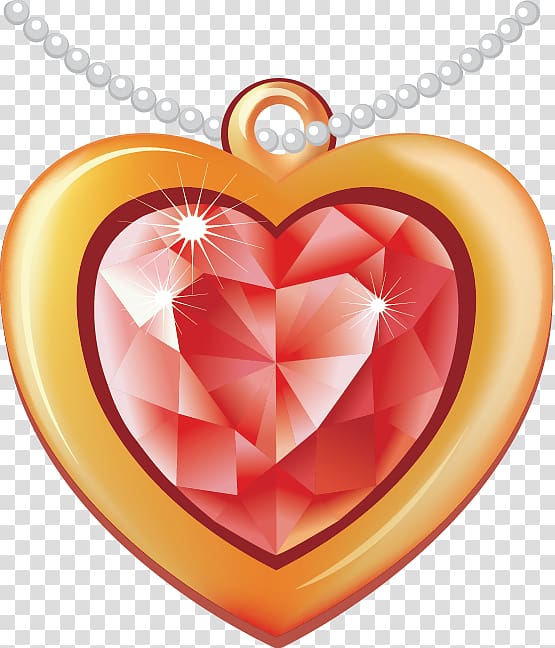 Necklace Heart Icon, Color heart-shaped diamonds transparent background PNG clipart