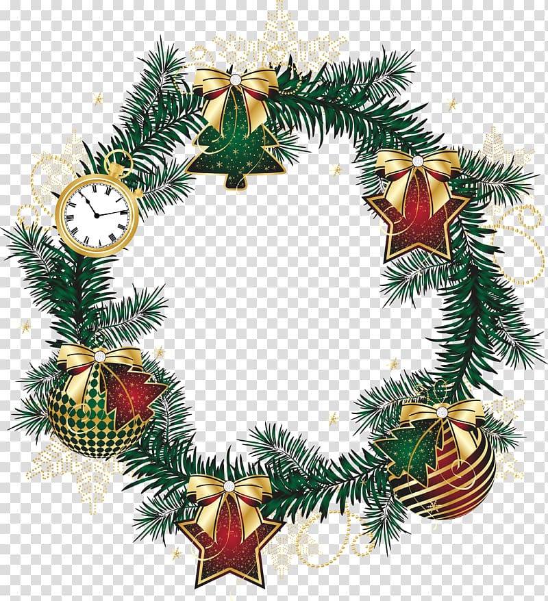 Christmas Garland Kerstkrans Santa Claus, wreath transparent background PNG clipart