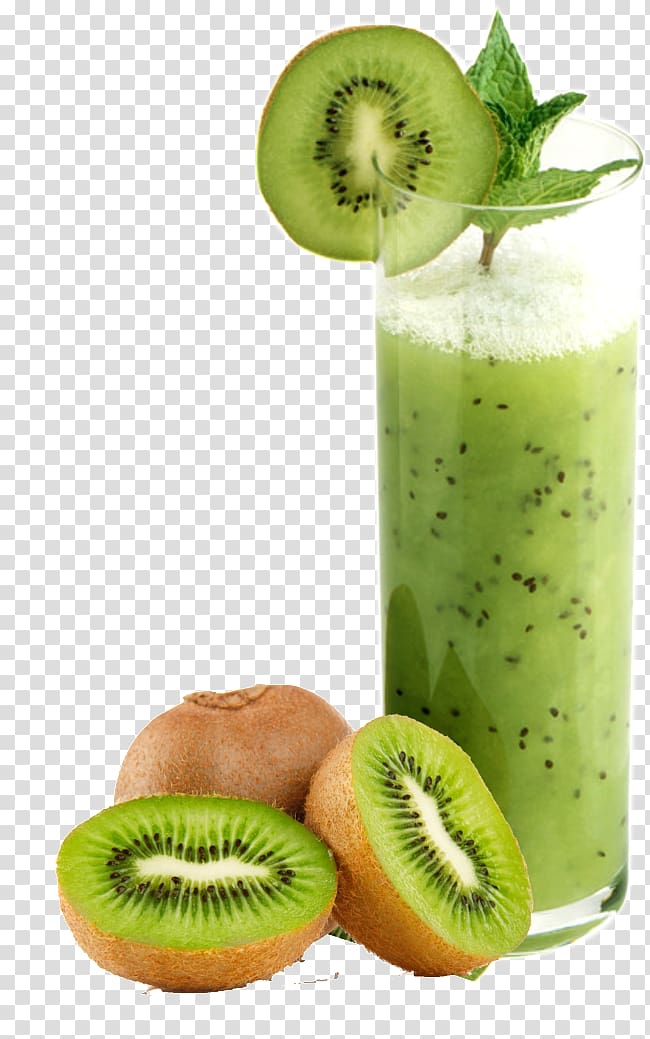 green and brown kiwi fruits, Juice Lemonade Kiwifruit Drink, Kiwi juice transparent background PNG clipart