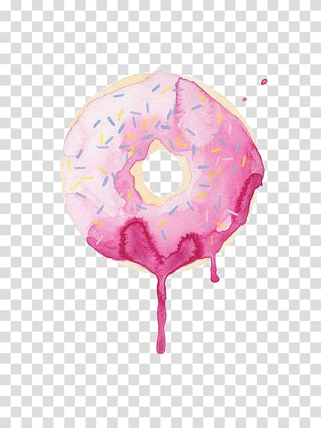 pink doughnut illustratioj, Doughnut Icing Watercolor painting Printing Glaze, Watercolor Macaron donuts transparent background PNG clipart