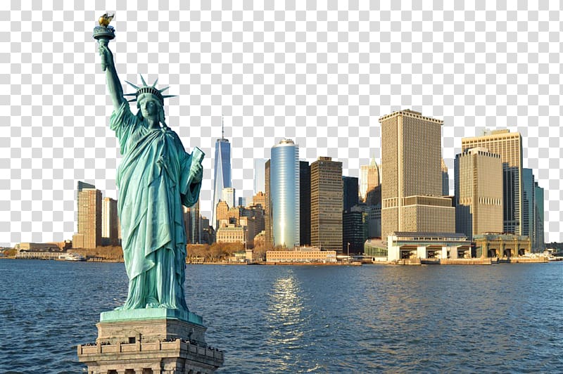 Statue of Liberty Manhattan Corcovado Hotel, New York Building and the Statue of Liberty close-up transparent background PNG clipart
