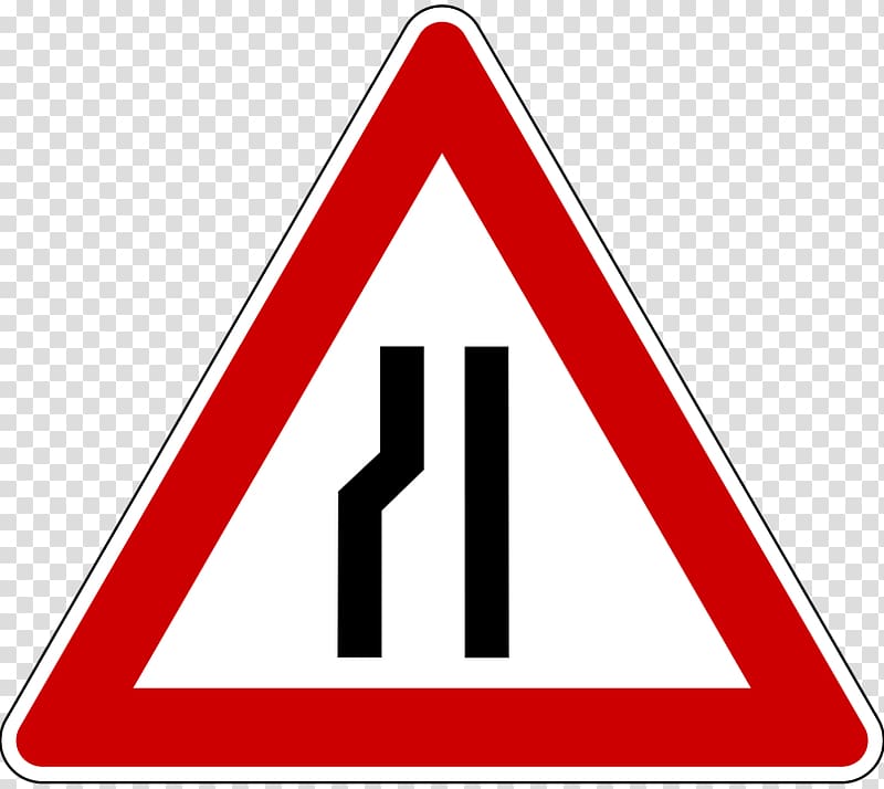 end of lanes road signage, Narrow Road Warning Road Sign transparent background PNG clipart