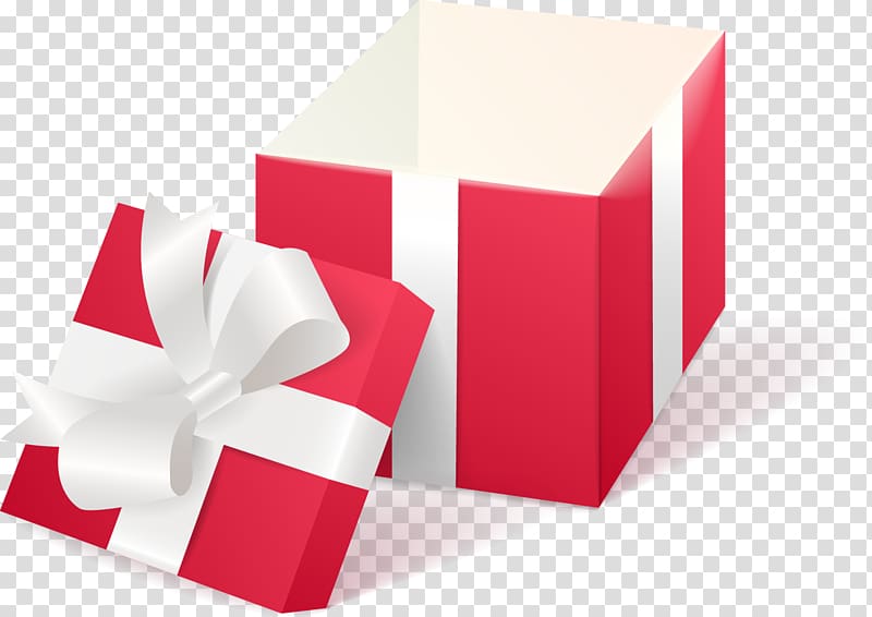 red and white gift box illustration, Gift Decorative box, painted open gift box transparent background PNG clipart