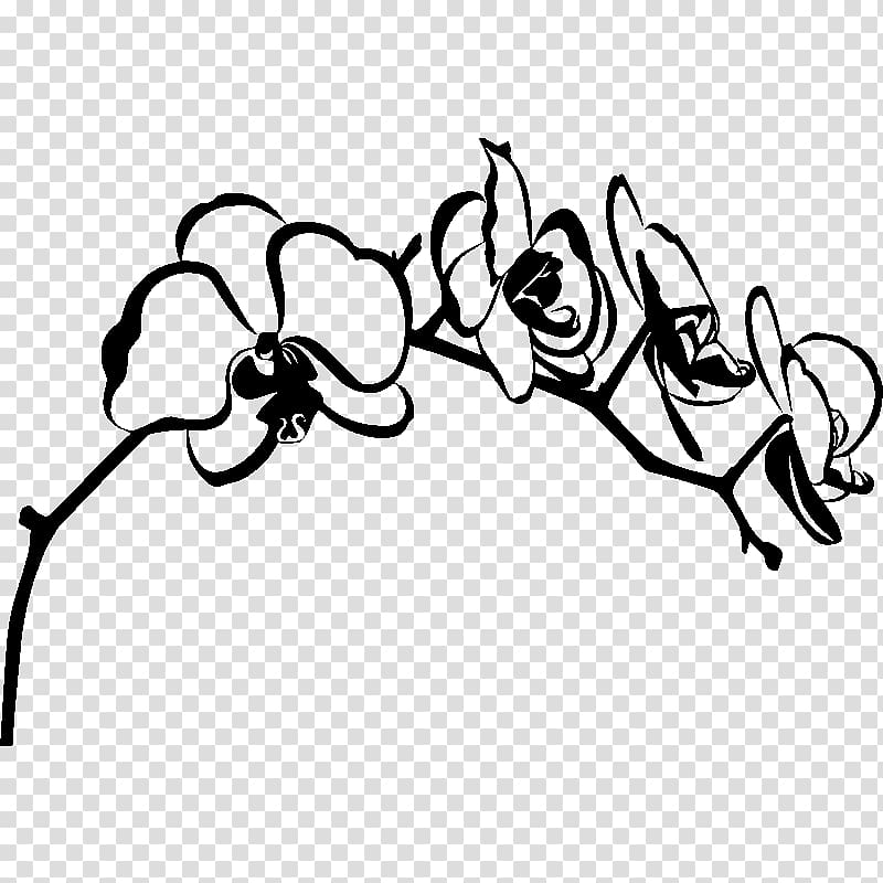 Orchids Silhouette Drawing, Silhouette transparent background PNG clipart
