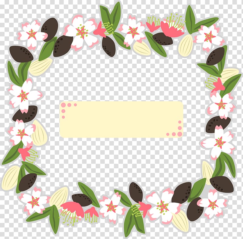 Flower Wreath, Creative floral white frame transparent background PNG clipart