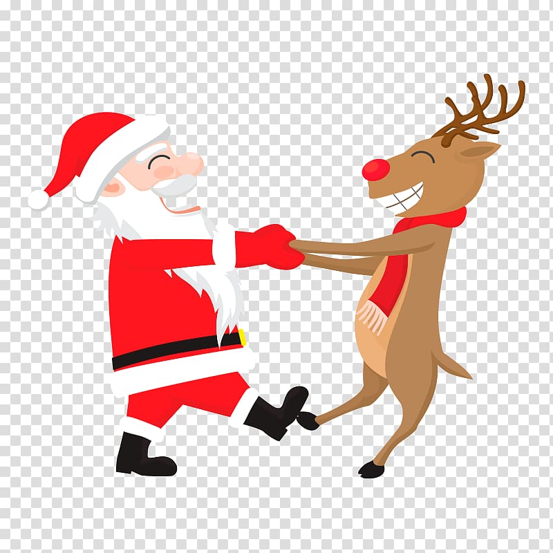 Rudolph Santa Claus Reindeer Hoodie Wedding invitation, Santa Claus with deer transparent background PNG clipart