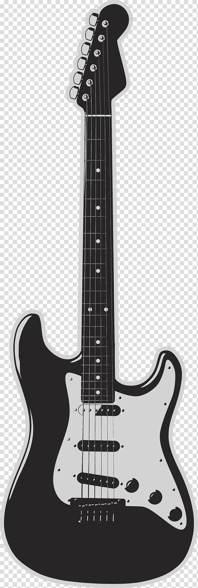 black stratocaster-style electric guitar illustration, Rock Band Fender Stratocaster Musical instrument Electric guitar, Musical Guitar Bass transparent background PNG clipart