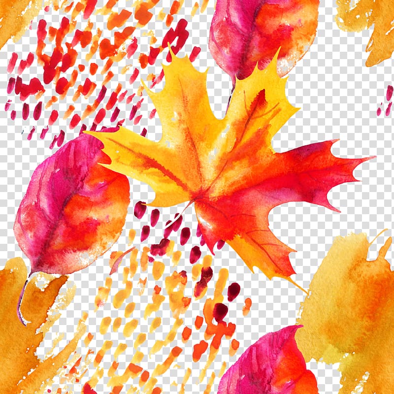 Autumn Maple leaf Watercolor painting, Autumn leaves transparent background PNG clipart
