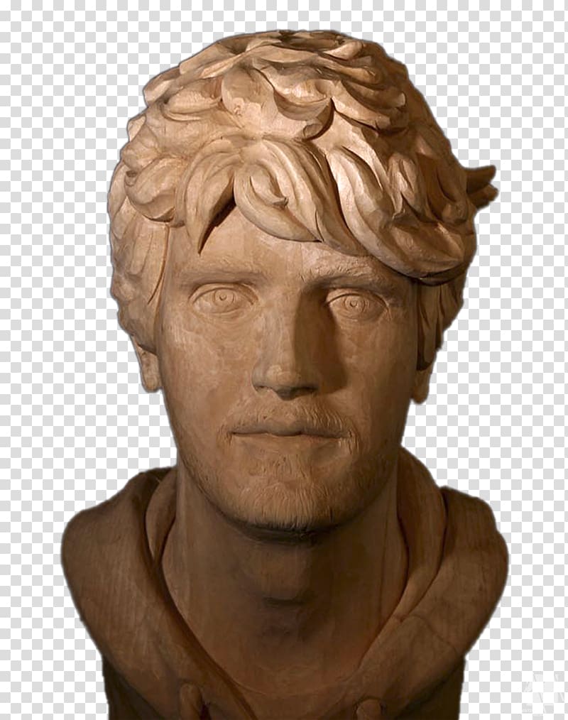Bust Self-portrait Sculpture Wood carving, Anton Putsila transparent background PNG clipart