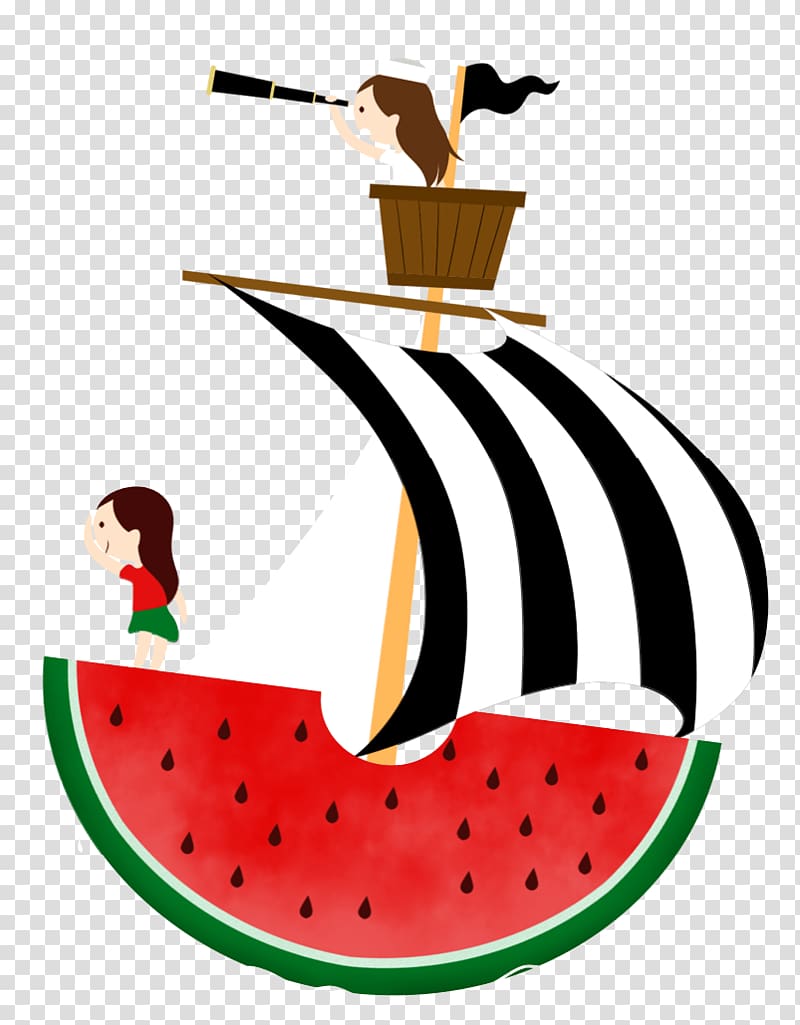 Cartoon Sail, Free to pull cartoon watermelon sail material transparent background PNG clipart