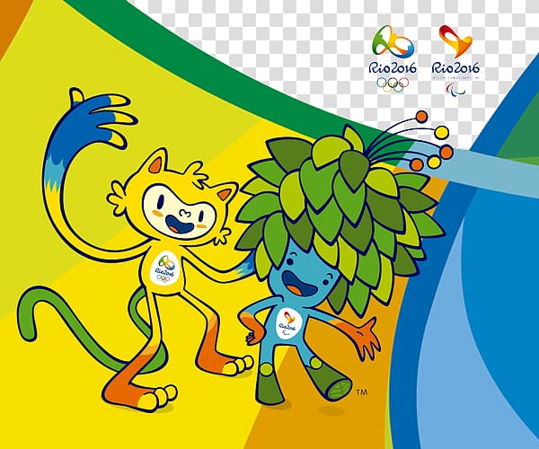 2016 Summer Olympics 2016 Summer Paralympics Rio de Janeiro Mascot Vinicius and Tom, Rio Olympic mascots background transparent background PNG clipart