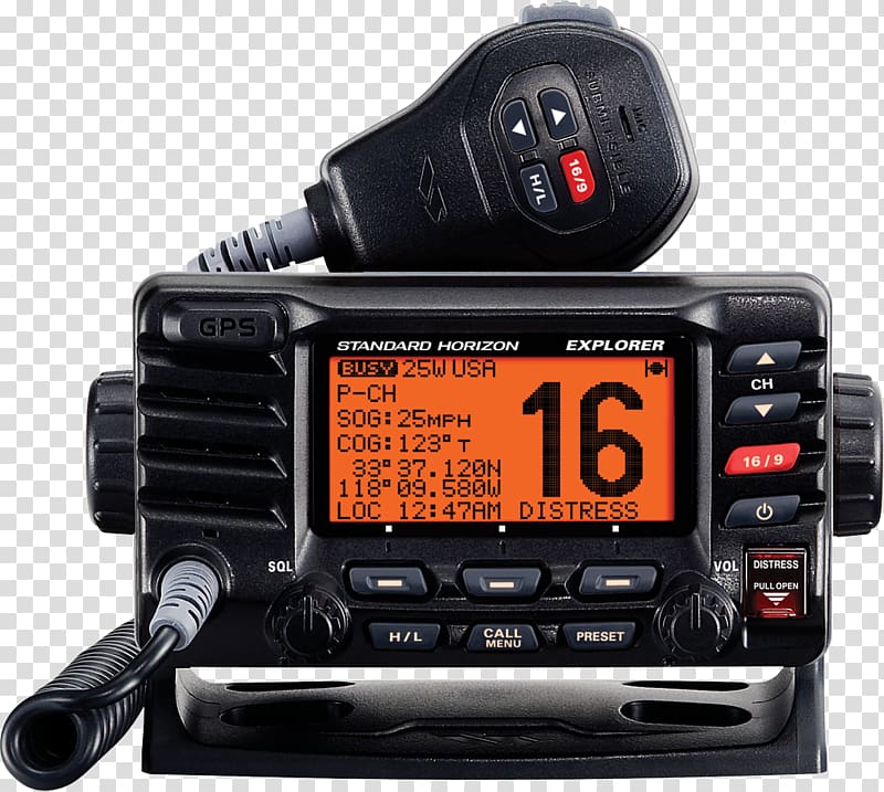 Marine VHF radio Digital selective calling Very high frequency Yaesu Standard Horizon Explorer GX1600, Mma transparent background PNG clipart