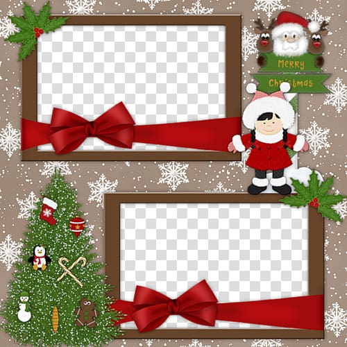 christmas cartoon double box frame transparent background PNG clipart